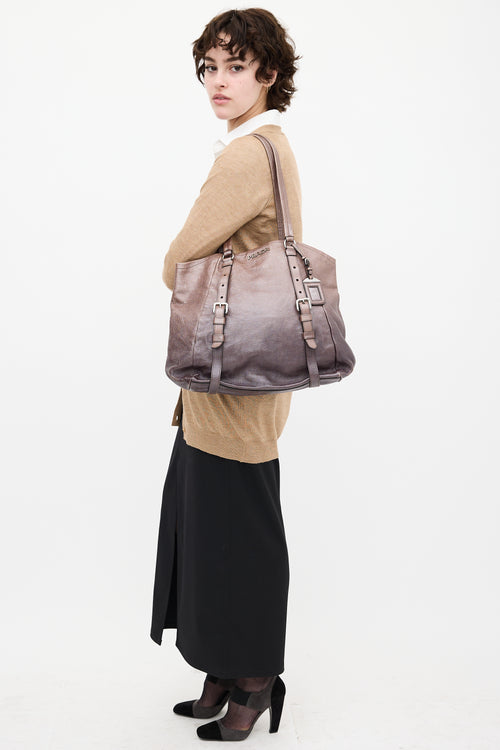 Prada Bronze & Silver Ombré Leather Tote