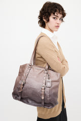 Prada Bronze & Silver Ombré Leather Tote