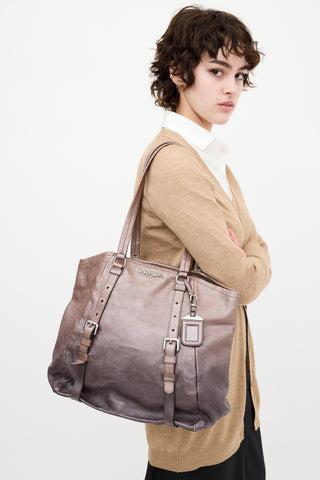 Prada Bronze & Silver Ombré Leather Tote