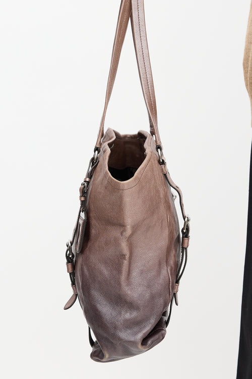 Prada Bronze & Silver Ombré Leather Tote