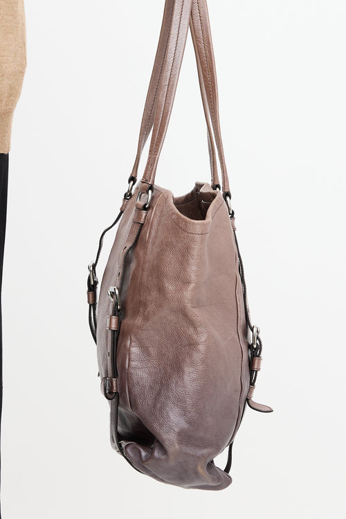 Prada Bronze & Silver Ombré Leather Tote