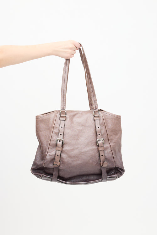 Prada Bronze & Silver Ombré Leather Tote