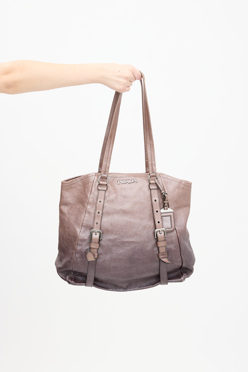 Prada Bronze & Silver Ombré Leather Tote