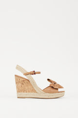 Prada Brown & Beige Bow Wedge Heel