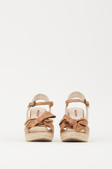 Prada Brown & Beige Bow Wedge Heel