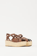 Prada Brown & Beige Woven Flatform Sandal
