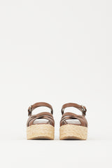 Prada Brown & Beige Woven Flatform Sandal