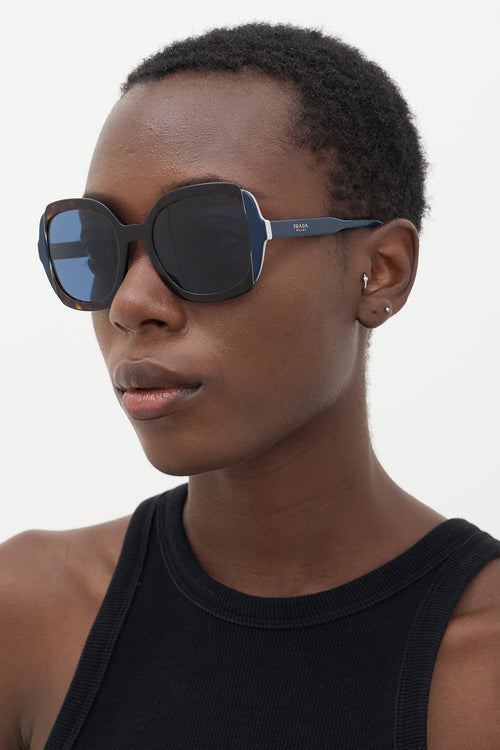 Prada Brown & Blue SPR16U Circular Sunglasses