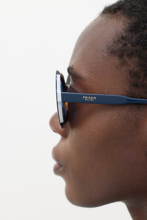 Prada Brown & Blue SPR16U Circular Sunglasses