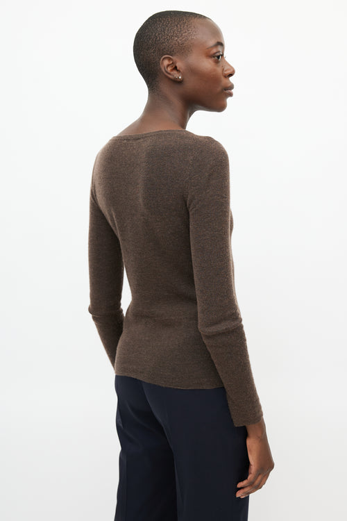 Prada Brown Cashmere V-Neck Sweater