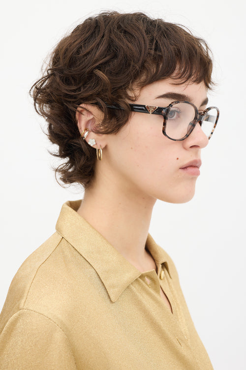 Prada Brown & Clear VPR12N Round Glasses