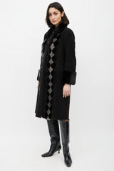 Prada Brown & Cream Shearling Fur Diamond Coat