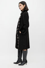 Prada Brown & Cream Shearling Fur Diamond Coat