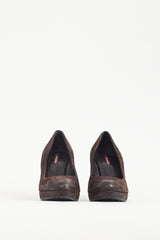 Prada Brown Distressed Leather Pump
