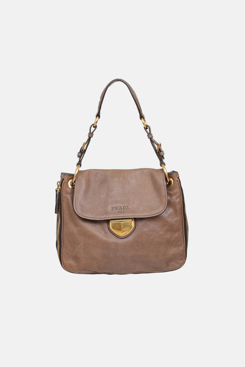 Prada Glace Zip Around Shoulder Bag