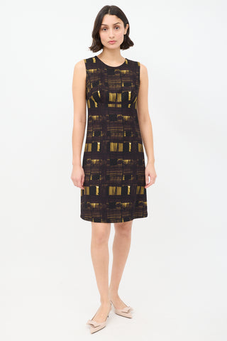 Prada FW 2010 Purple & Yellow Printed Sheath Dress