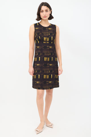 Prada FW 2010 Purple & Yellow Printed Sheath Dress