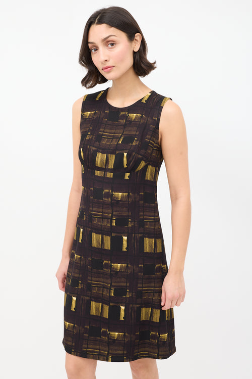 Prada FW 2010 Purple & Yellow Printed Sheath Dress