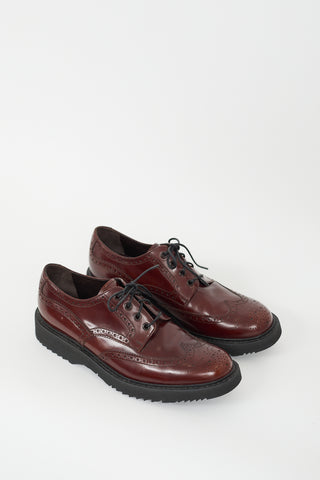 Prada Brown Leather Wingtip Brogue