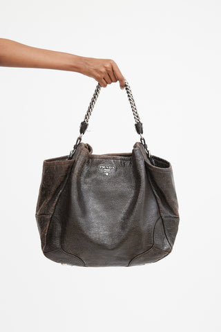 Brown Leather Cervo Lux Tote Bag