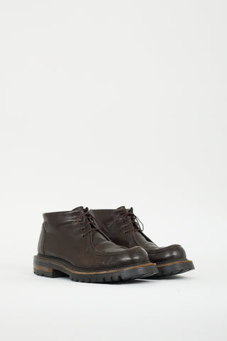 Prada Brown Leather Lug Boot