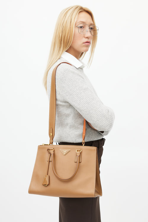 Prada Brown Leather Lux Galleria Shoulder Bag
