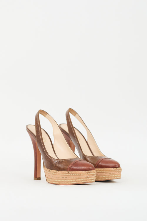 Prada Brown Leather Slingback Pump