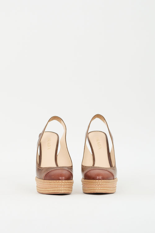 Prada Brown Leather Slingback Pump