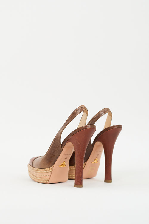 Prada Brown Leather Slingback Pump