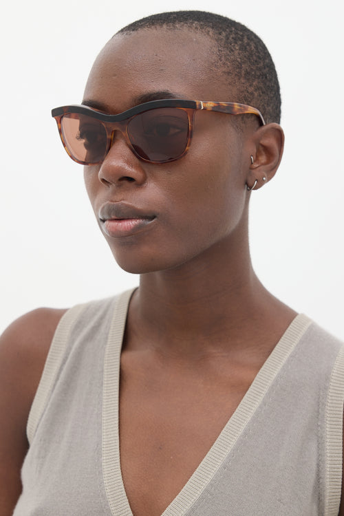 Prada Brown Marbled SPR19P Tapered Sunglasses