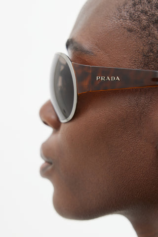 Prada Brown SPR57G Rectangular Sunglasses