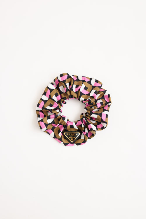 Prada Silk Printed Logo Scrunchie