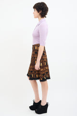 Prada Brown Printed Flared Midi Skirt