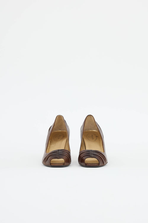Prada Ruched Peep Toe Pump