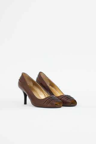 Prada Ruched Peep Toe Pump