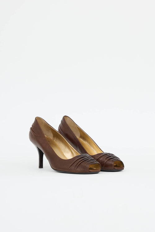 Prada Ruched Peep Toe Pump