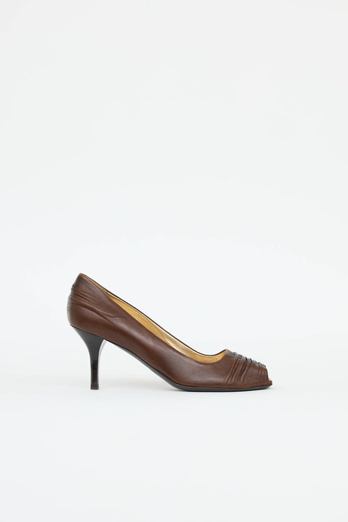 Prada Ruched Peep Toe Pump