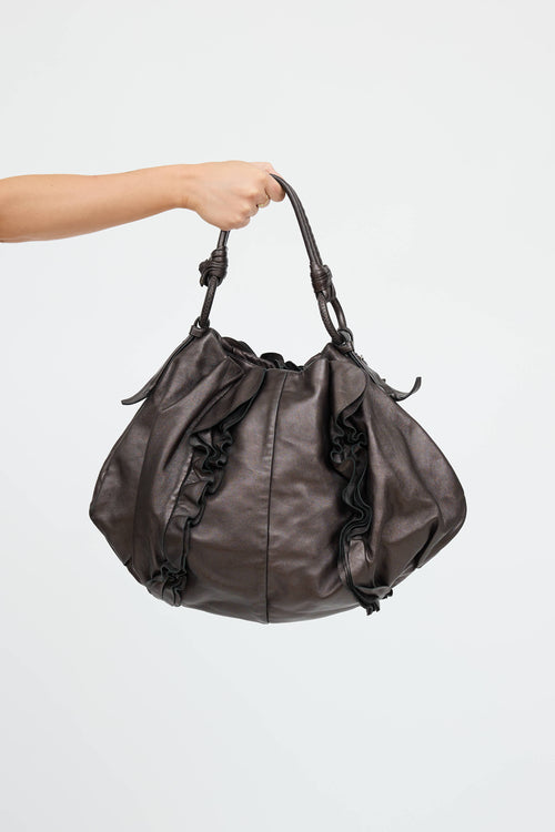 Prada Metallic Mordore Ruffle Bag
