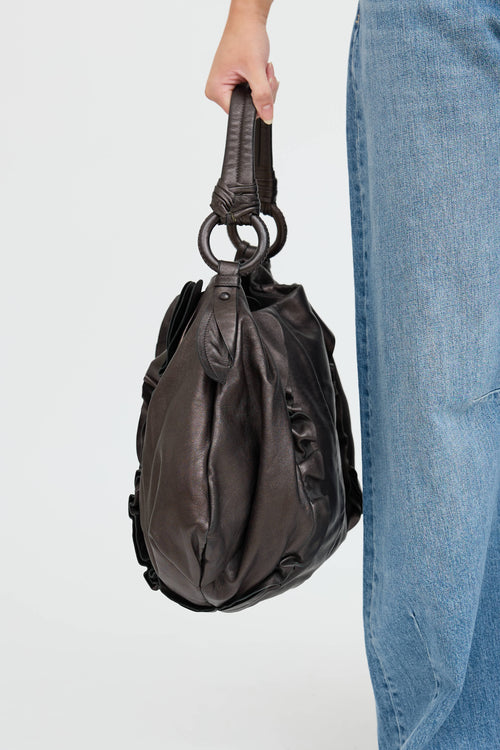 Prada Metallic Mordore Ruffle Bag