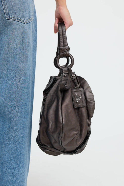 Prada Metallic Mordore Ruffle Bag