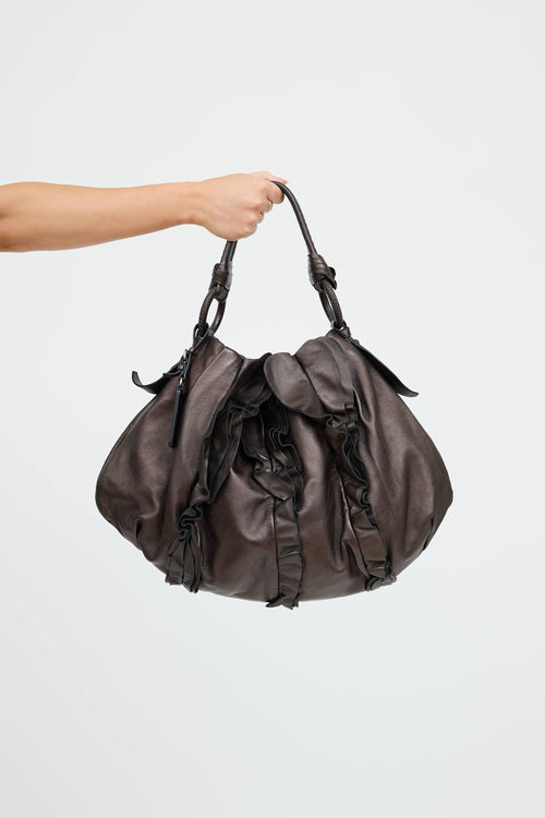 Prada Metallic Mordore Ruffle Bag