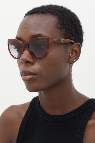 Prada Brown SPR05P Marbled Cateye Sunglasses