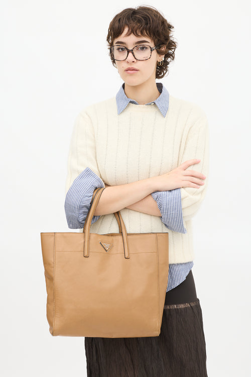 Prada Brown Saffiano Leather Tote Bag