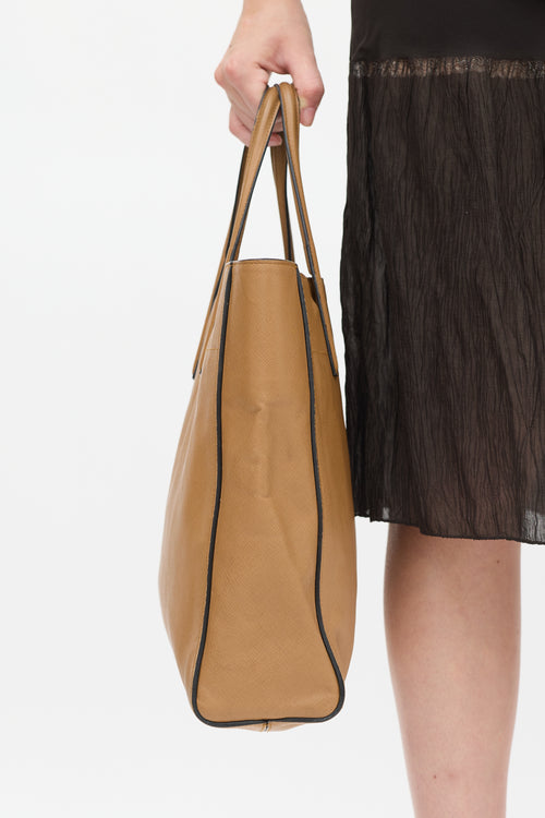 Prada Brown Saffiano Leather Tote Bag