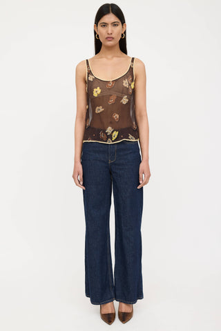 Prada FW 2000 Silk Floral Top