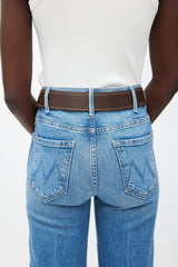 Prada Brown & Silver Circle Buckle Belt