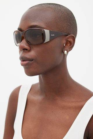 Prada Brown & Silver SPR07G Sunglasses