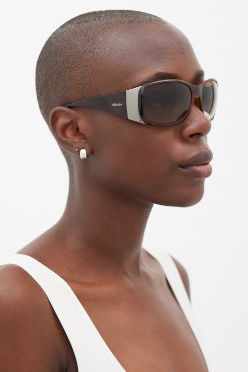 Prada Brown & Silver SPR07G Sunglasses