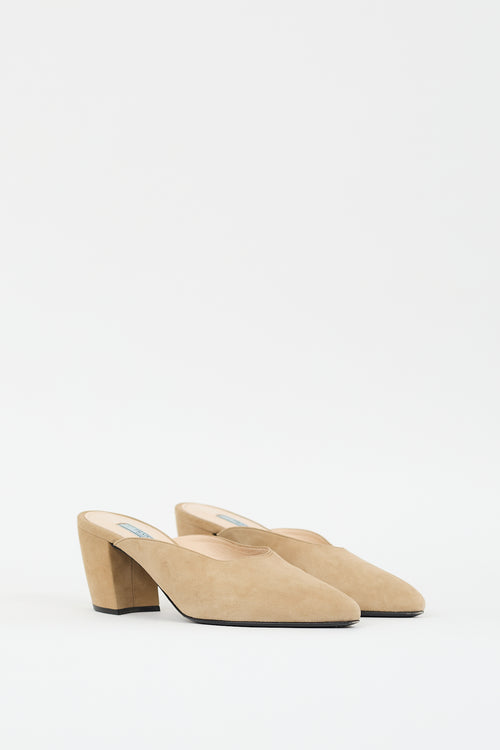 Prada Beige Suede Pointed Toe Mule