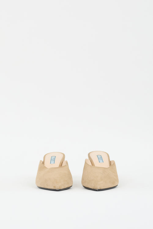 Prada Beige Suede Pointed Toe Mule